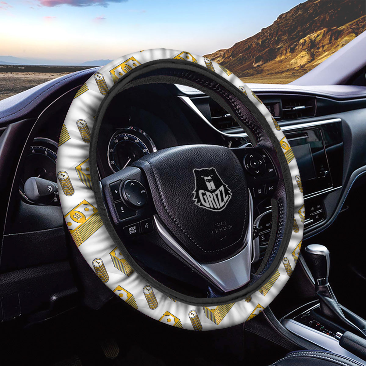 Money Cash Print Pattern Car Steering Wheel Cover-grizzshop
