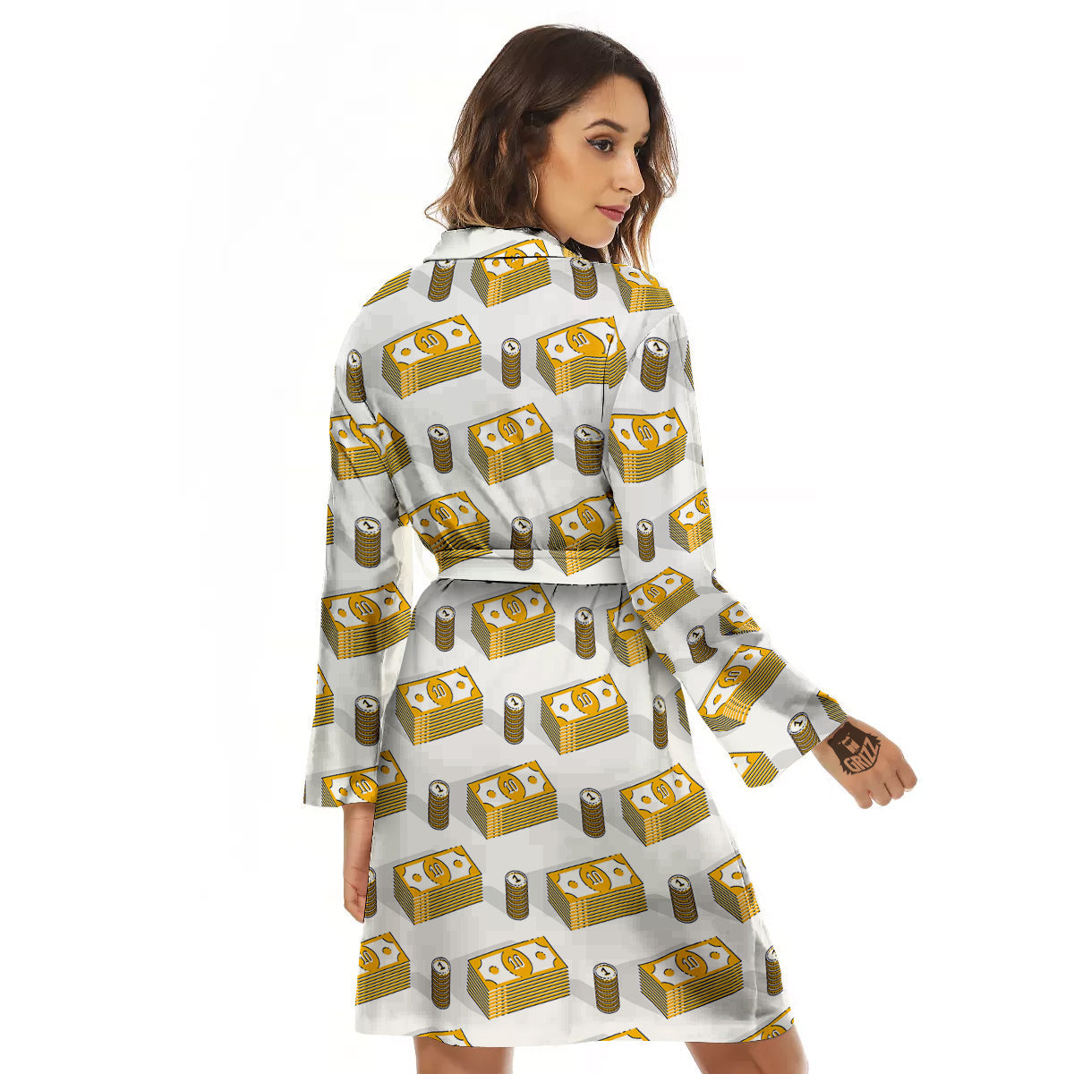 Money Cash Print Pattern Women's Robe-grizzshop