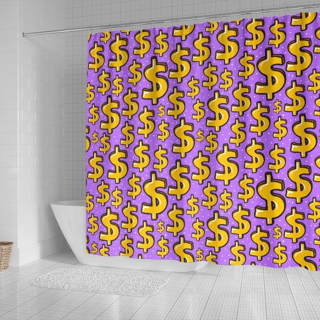 Money Dollar Pattern Print Bathroom Shower Curtain-grizzshop