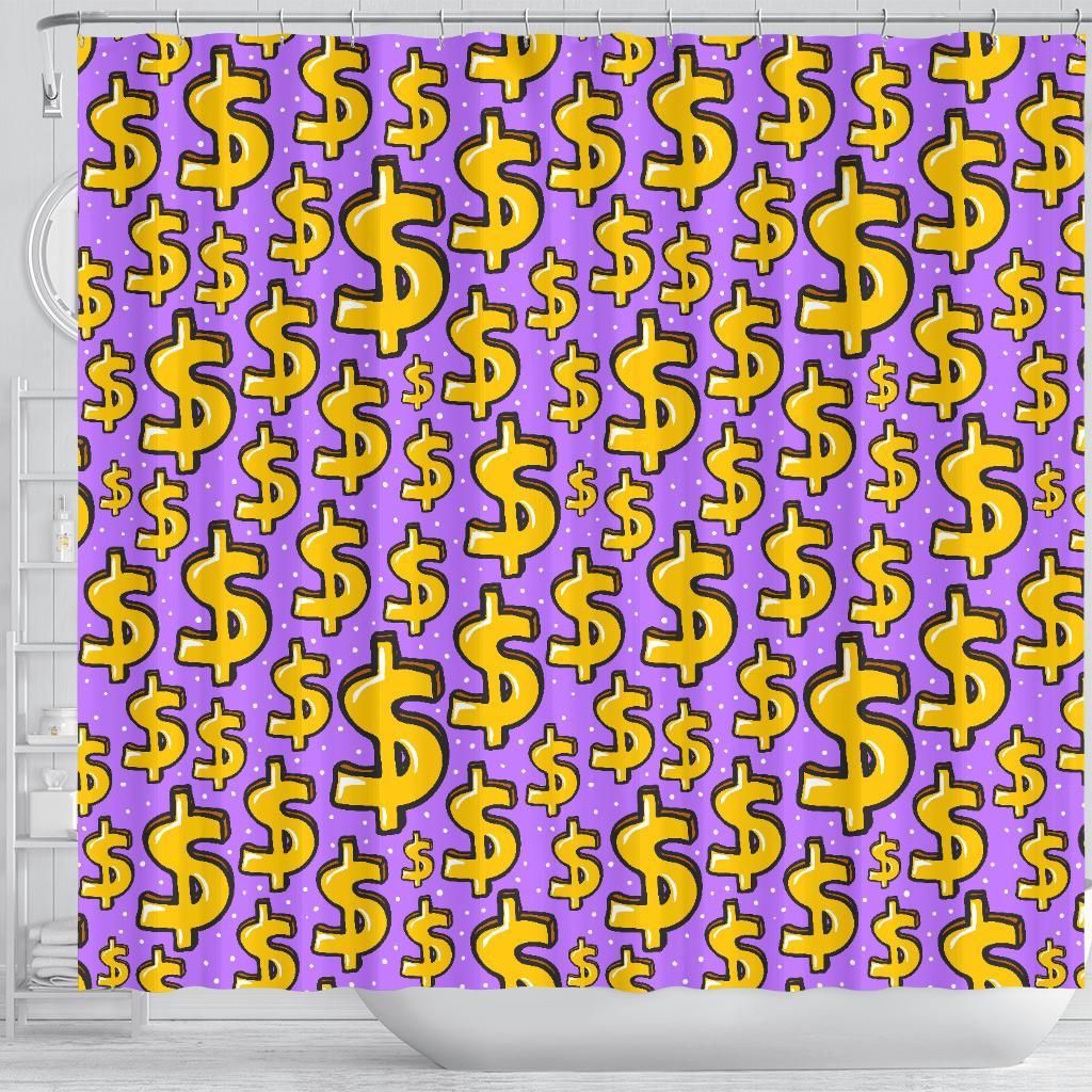 Money Dollar Pattern Print Bathroom Shower Curtain-grizzshop