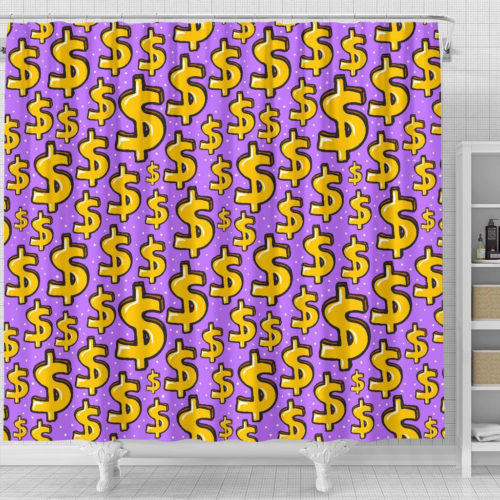 Money Dollar Pattern Print Bathroom Shower Curtain-grizzshop