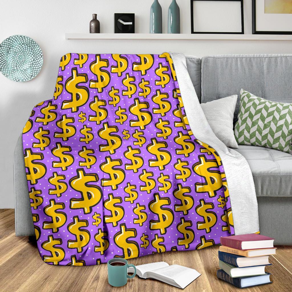 Money Dollar Pattern Print Blanket-grizzshop