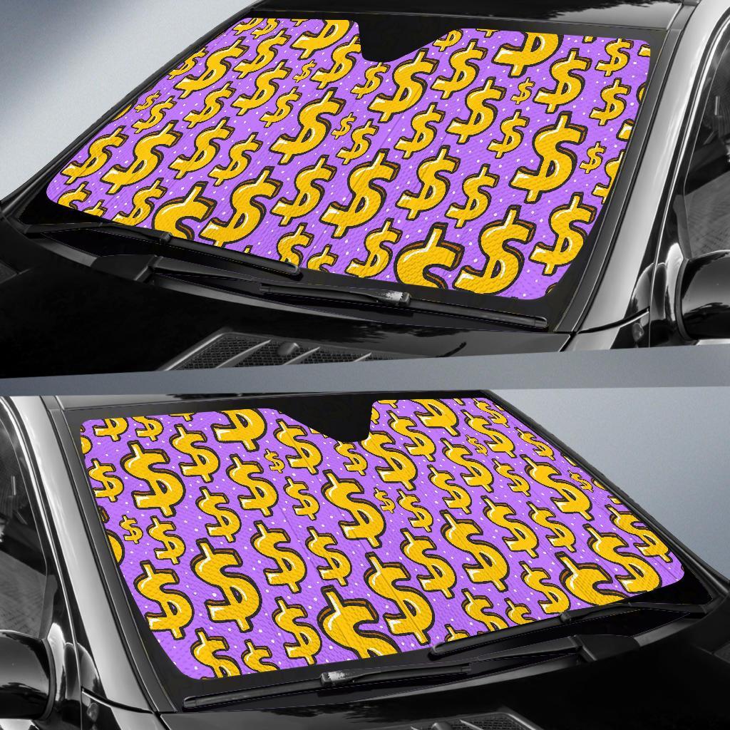 Money Dollar Pattern Print Car Sun Shade-grizzshop