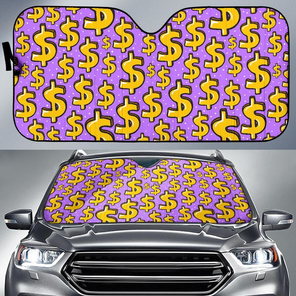 Money Dollar Pattern Print Car Sun Shade-grizzshop
