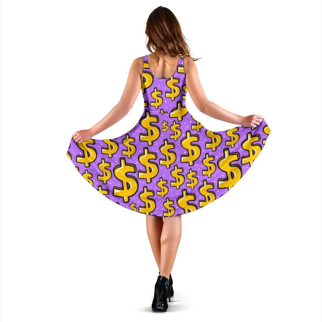 Money Dollar Pattern Print Dress-grizzshop