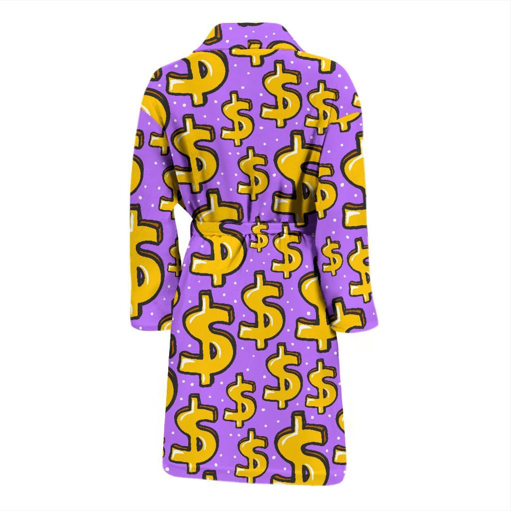 Money Dollar Pattern Print Men Long Robe-grizzshop