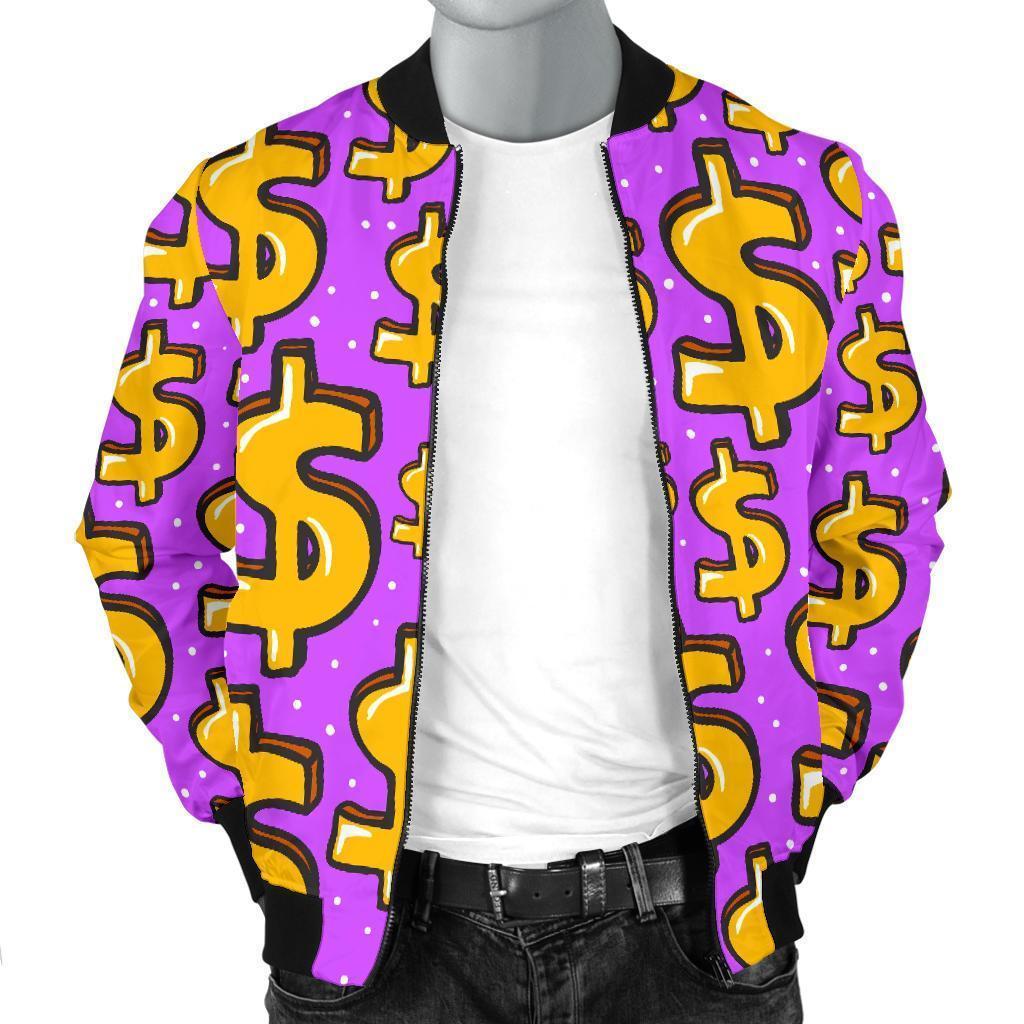 Money Dollar Pattern Print Men's Bomber Jacket-grizzshop