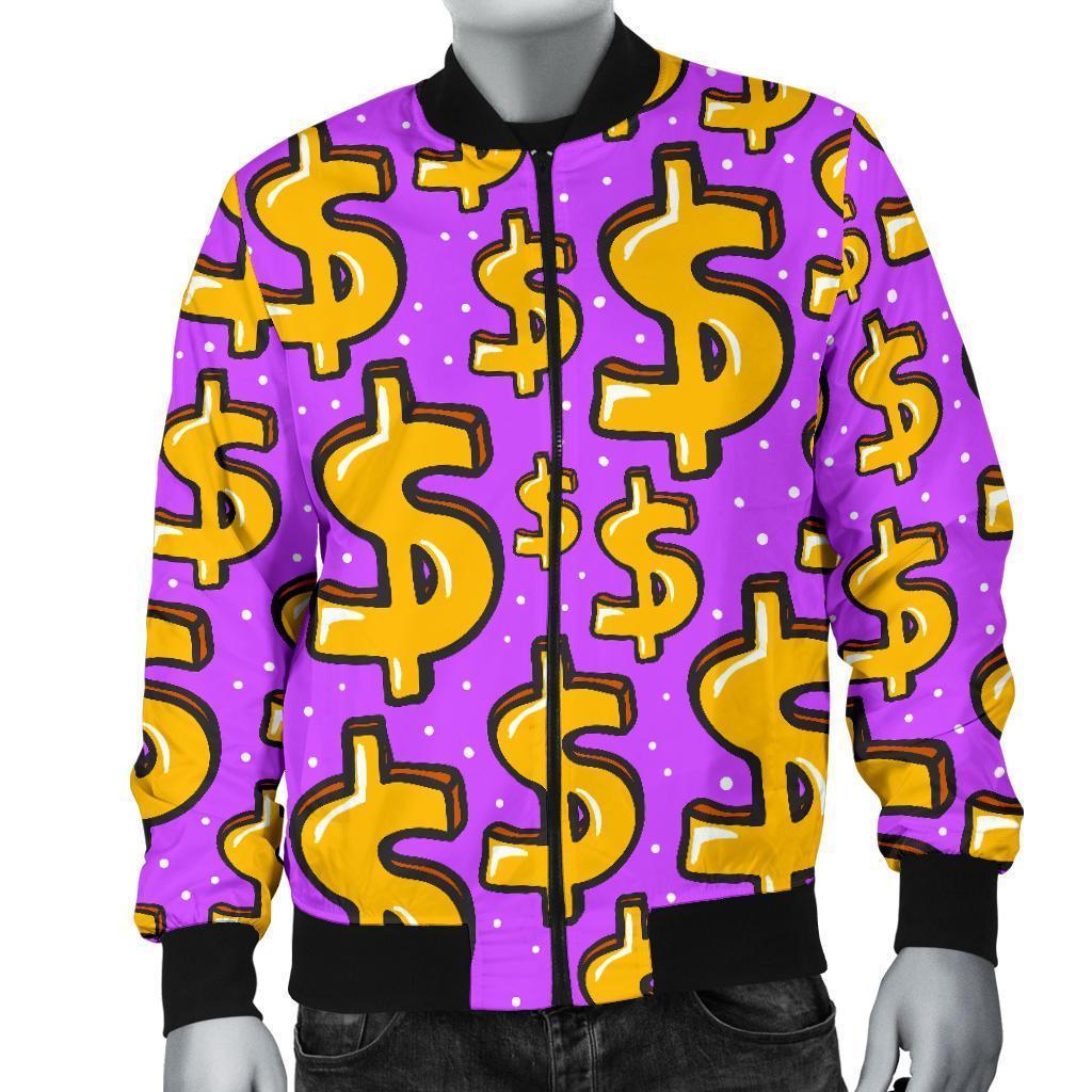 Money Dollar Pattern Print Men's Bomber Jacket-grizzshop