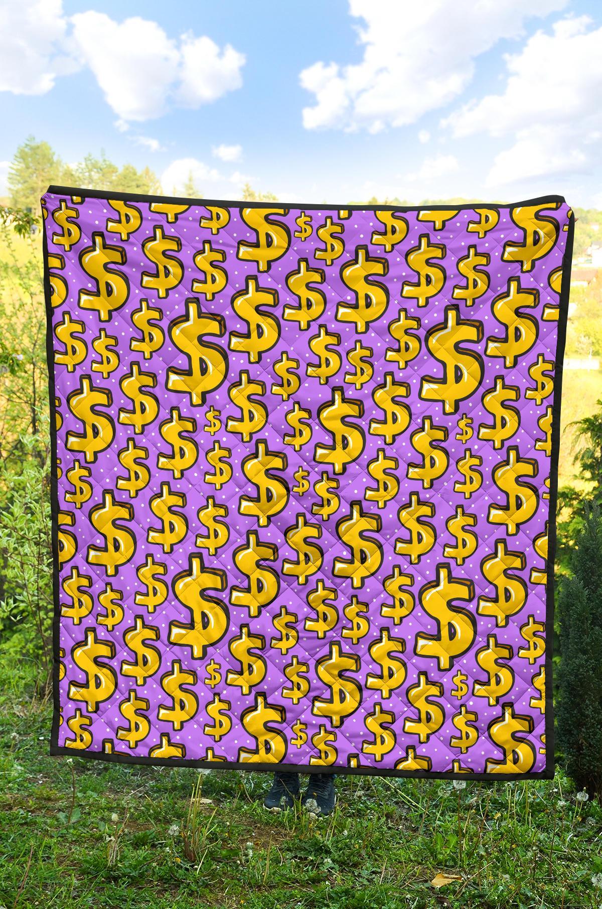 Money Dollar Pattern Print Quilt-grizzshop