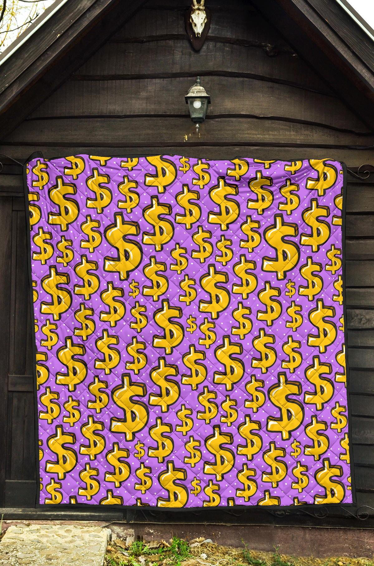 Money Dollar Pattern Print Quilt-grizzshop