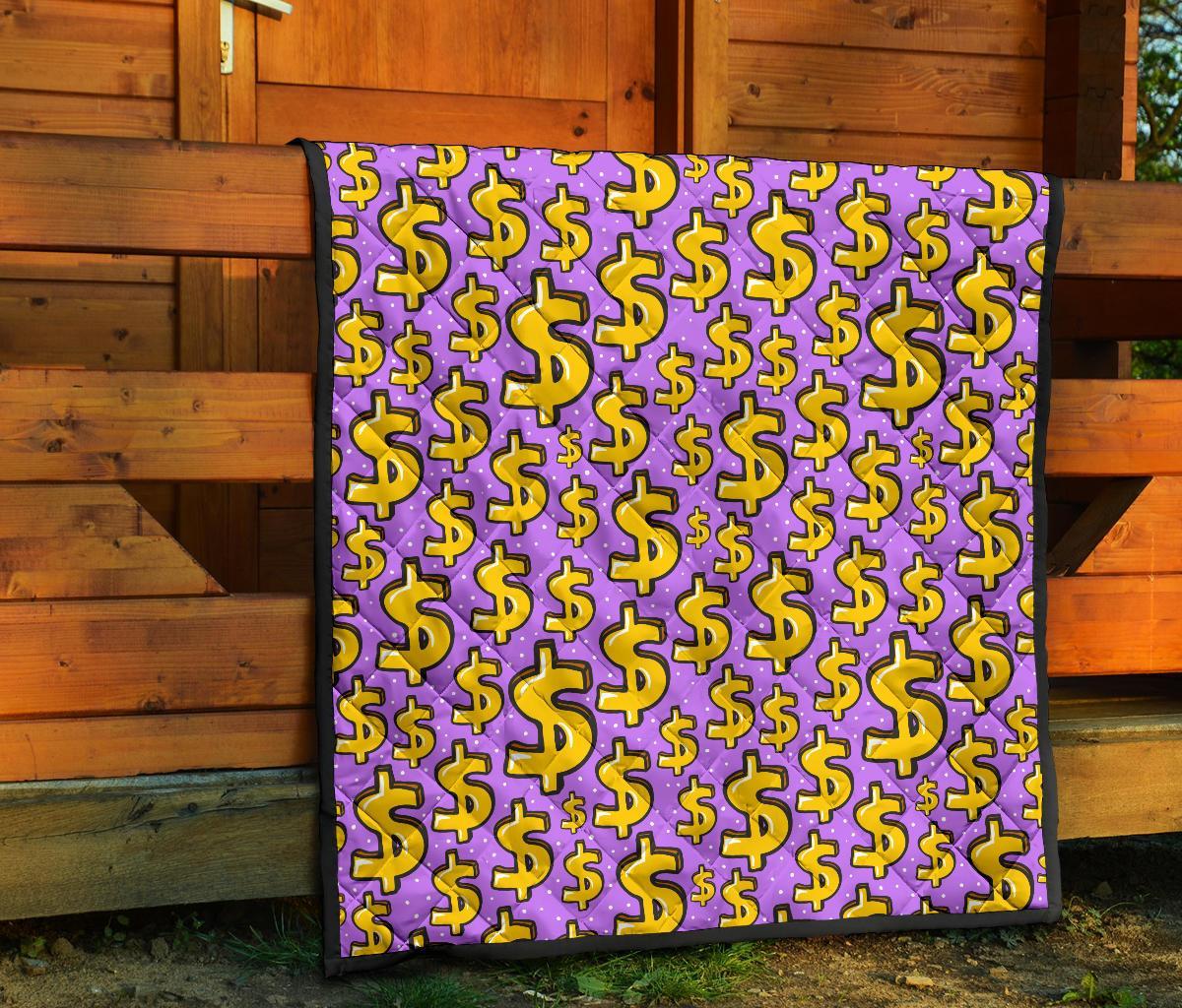 Money Dollar Pattern Print Quilt-grizzshop