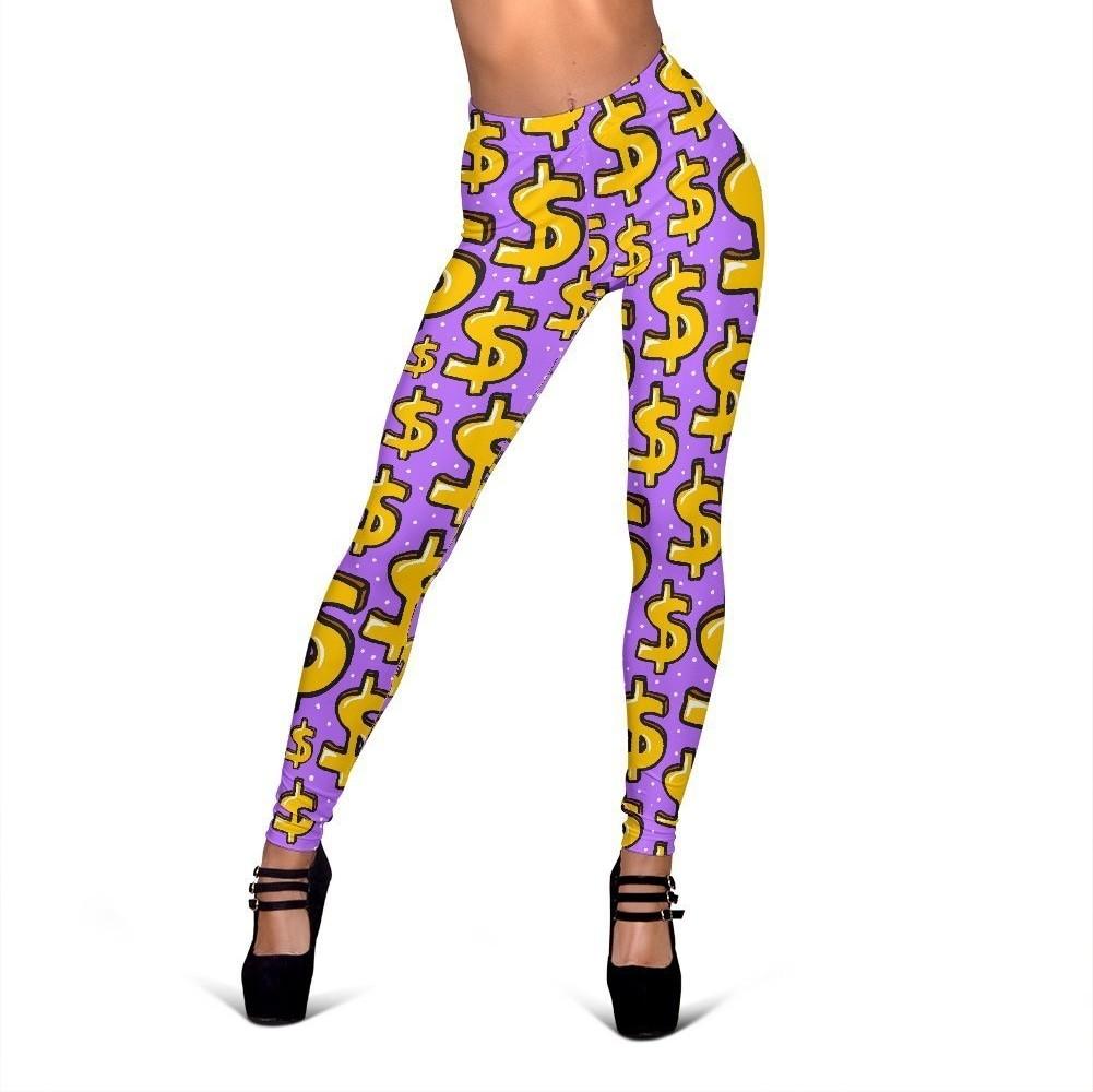 Money Dollar Pattern Print Women Leggings-grizzshop