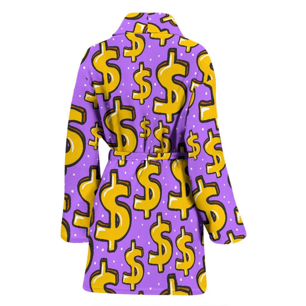 Money Dollar Pattern Print Women Long Robe-grizzshop