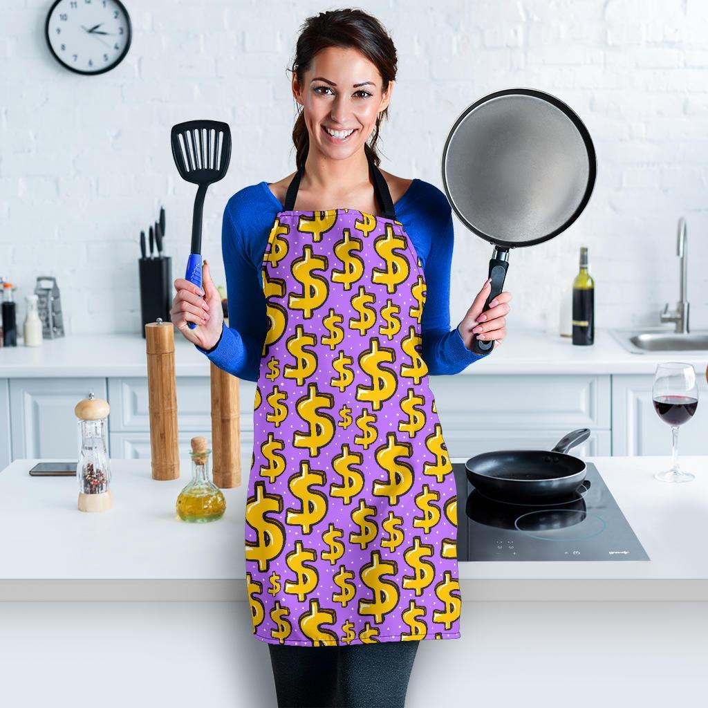 Money Dollar Pattern Print Women's Apron-grizzshop