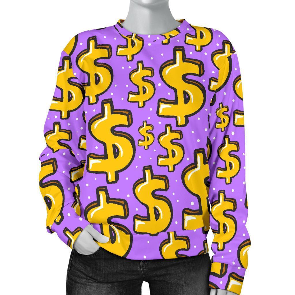 Money Dollar Pattern Print Women's Sweatshirt-grizzshop