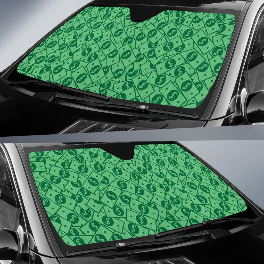 Money Dollar Print Pattern Car Sun Shade-grizzshop