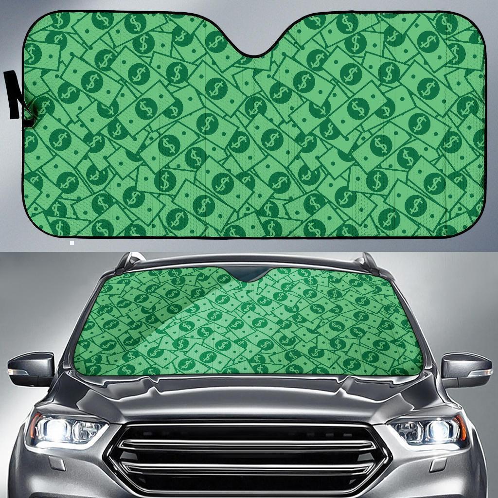 Money Dollar Print Pattern Car Sun Shade-grizzshop