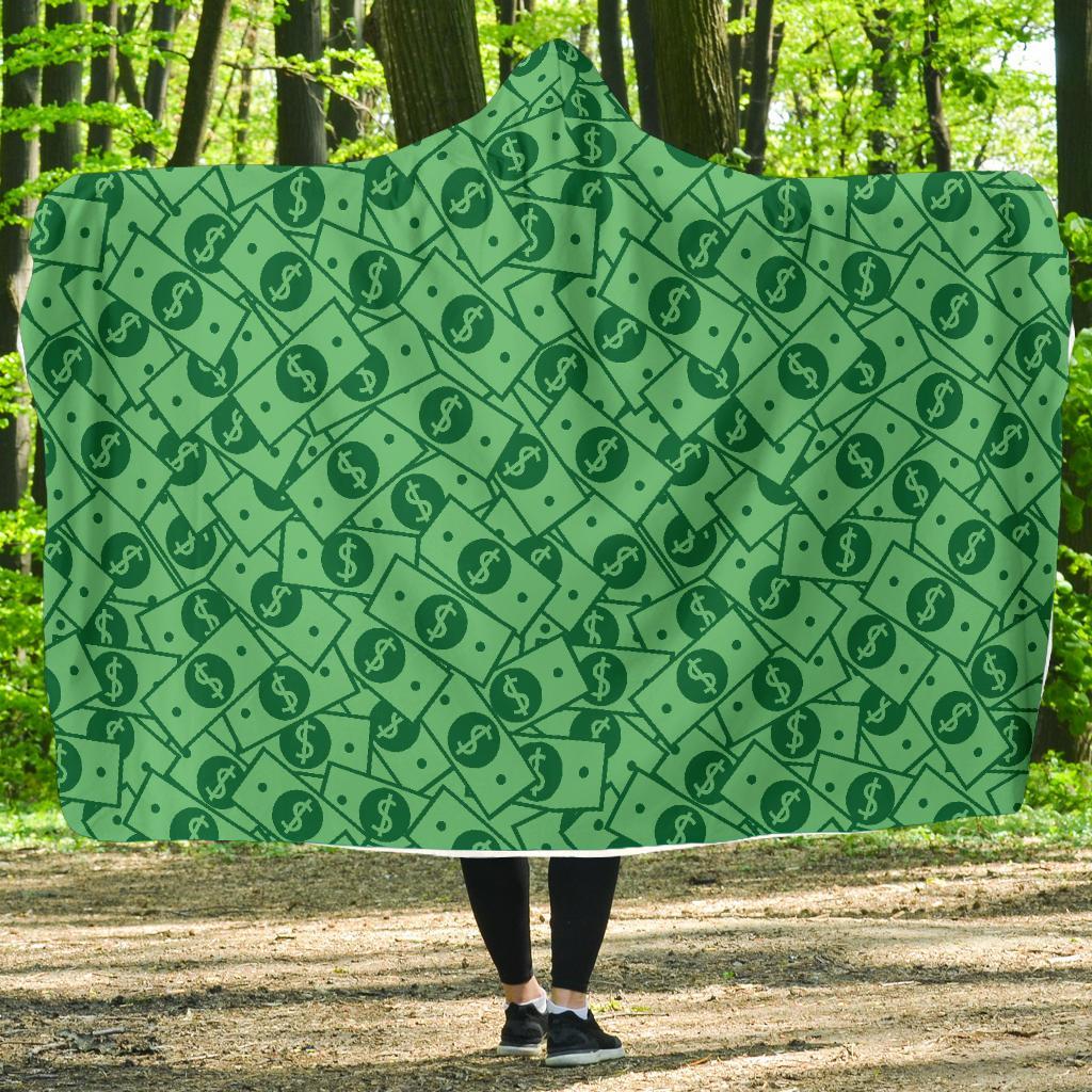 Money Dollar Print Pattern Hooded Blanket-grizzshop