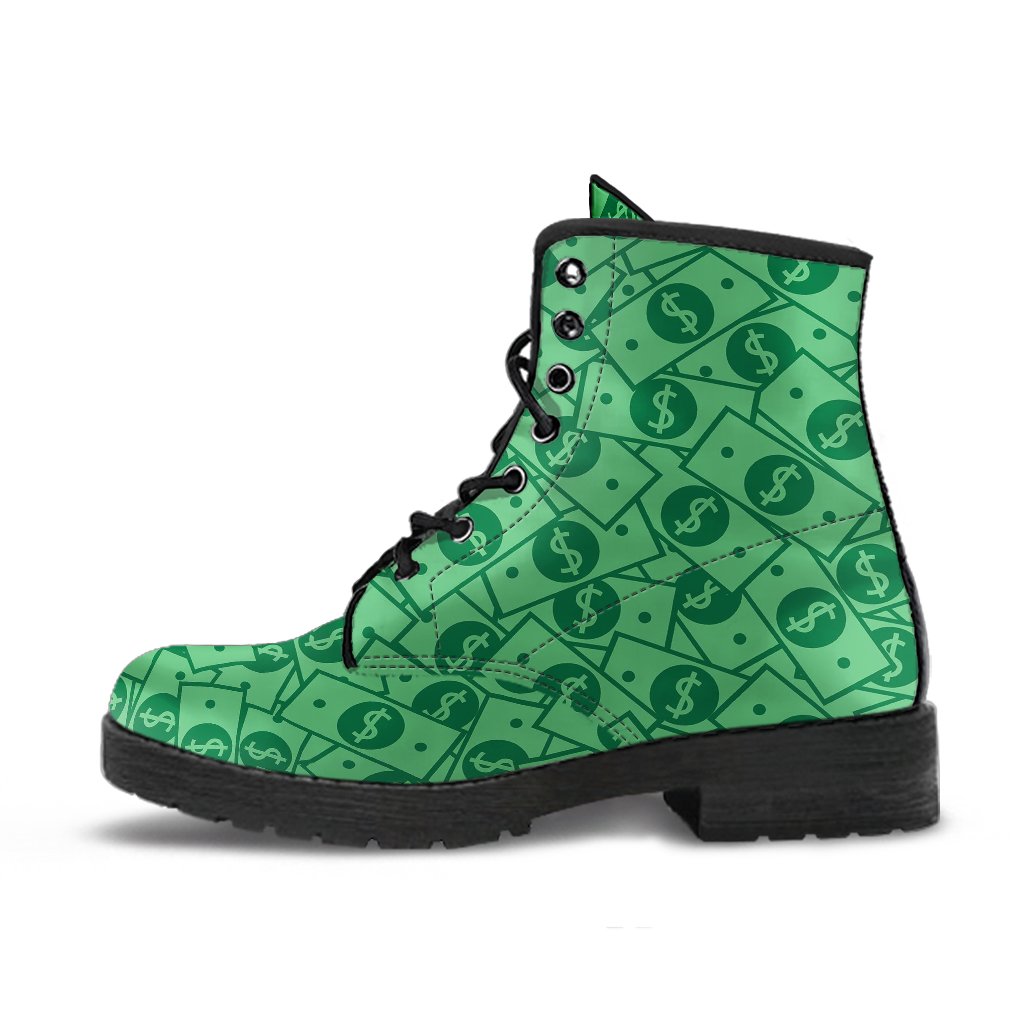 Money Dollar Print Pattern Men Women Leather Boots-grizzshop