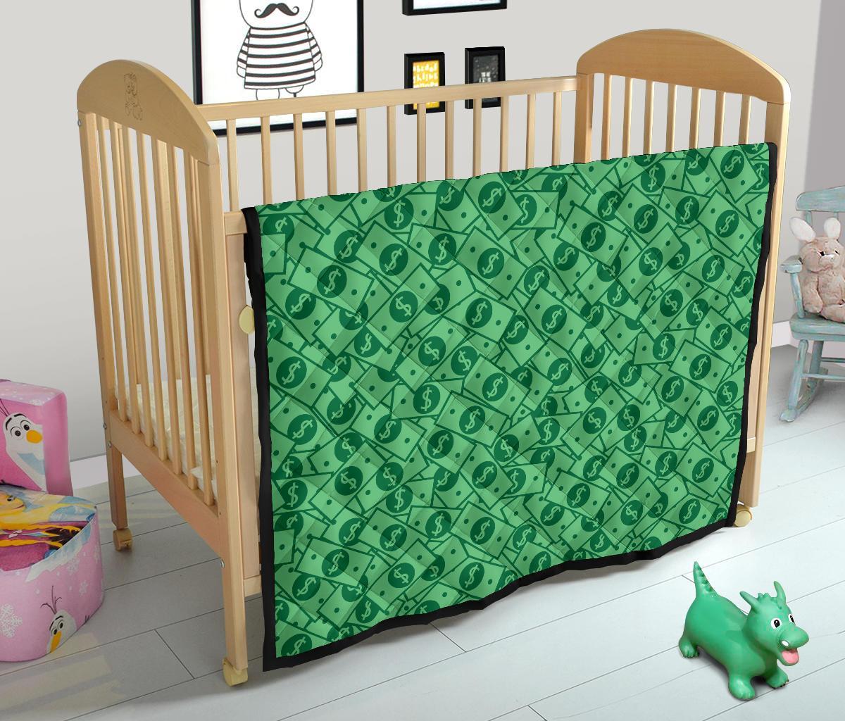 Money Dollar Print Pattern Quilt-grizzshop