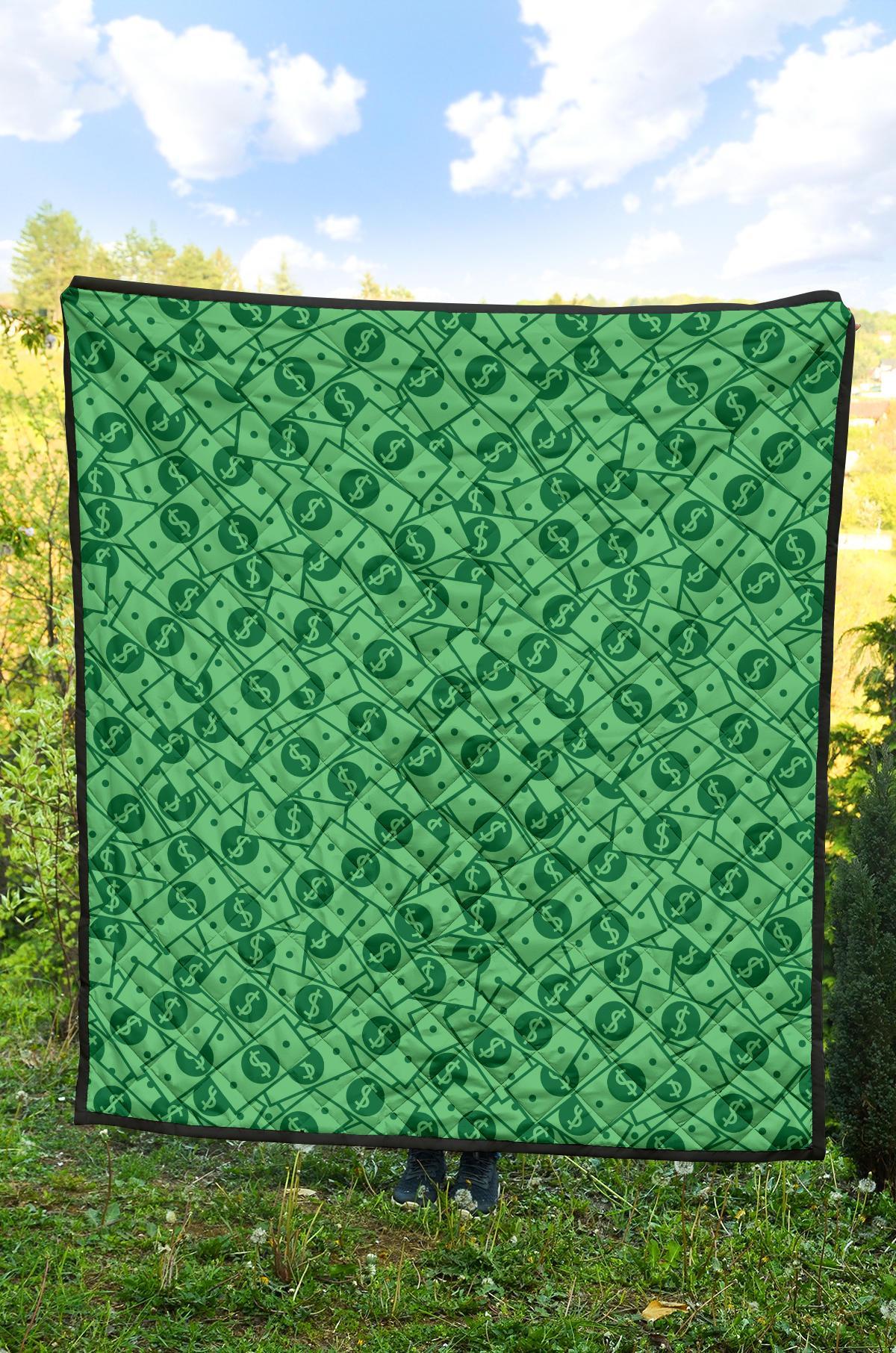 Money Dollar Print Pattern Quilt-grizzshop