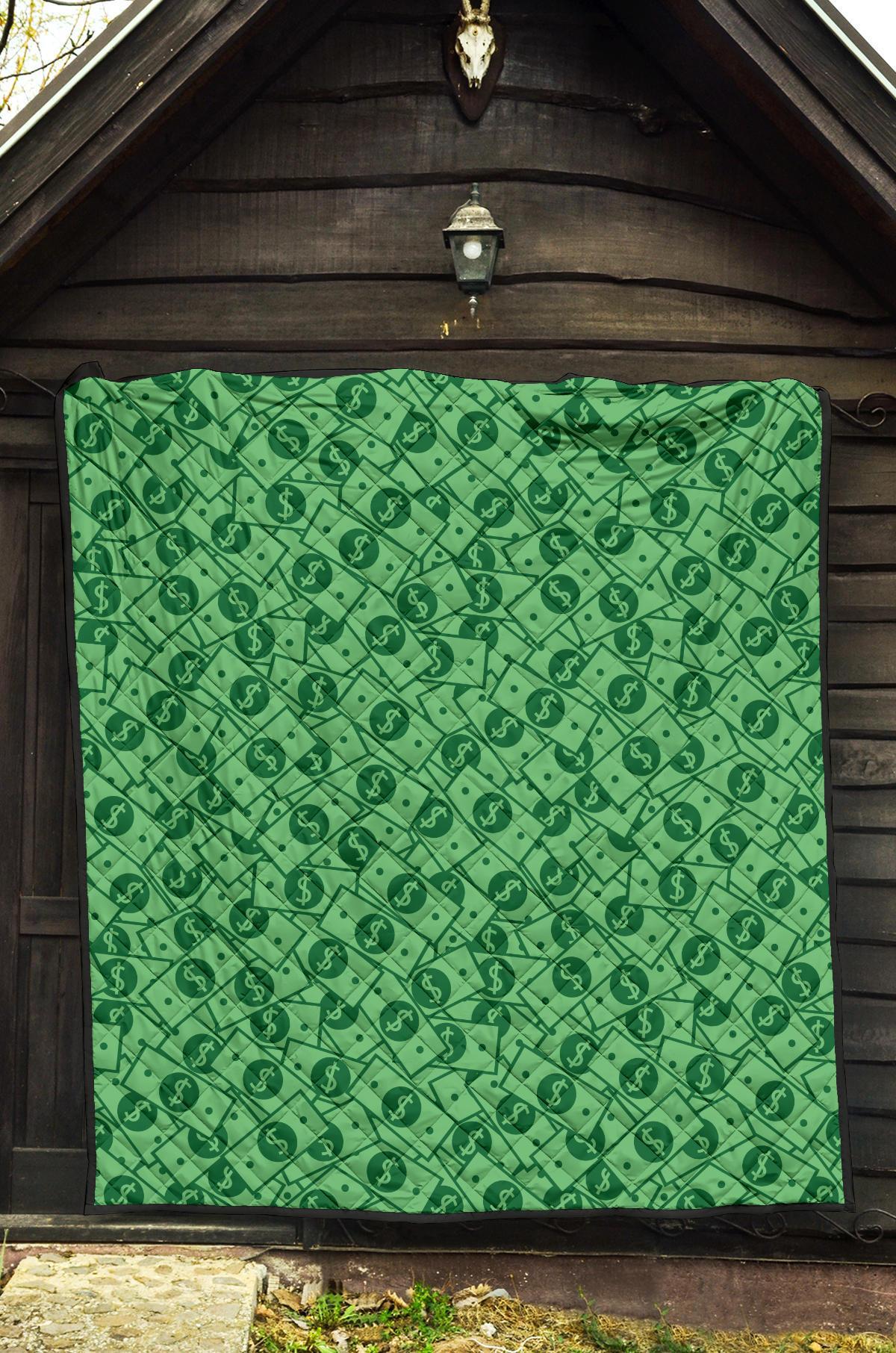 Money Dollar Print Pattern Quilt-grizzshop