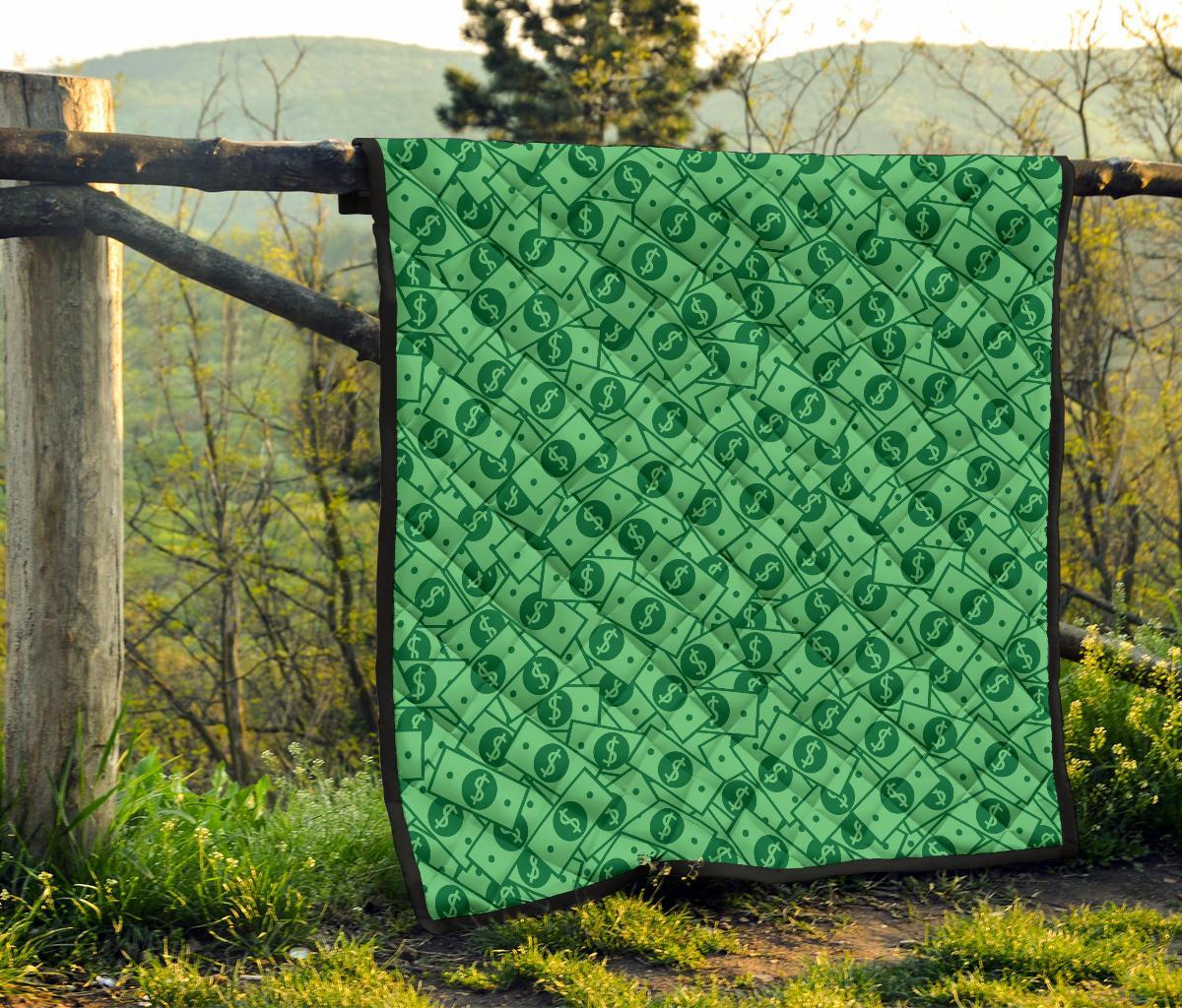 Money Dollar Print Pattern Quilt-grizzshop