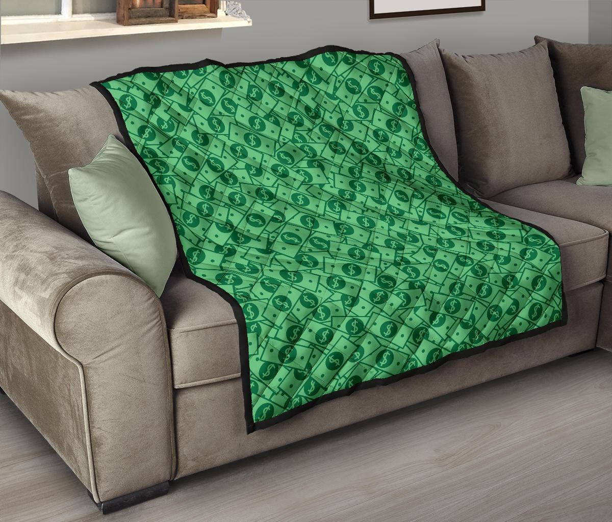 Money Dollar Print Pattern Quilt-grizzshop