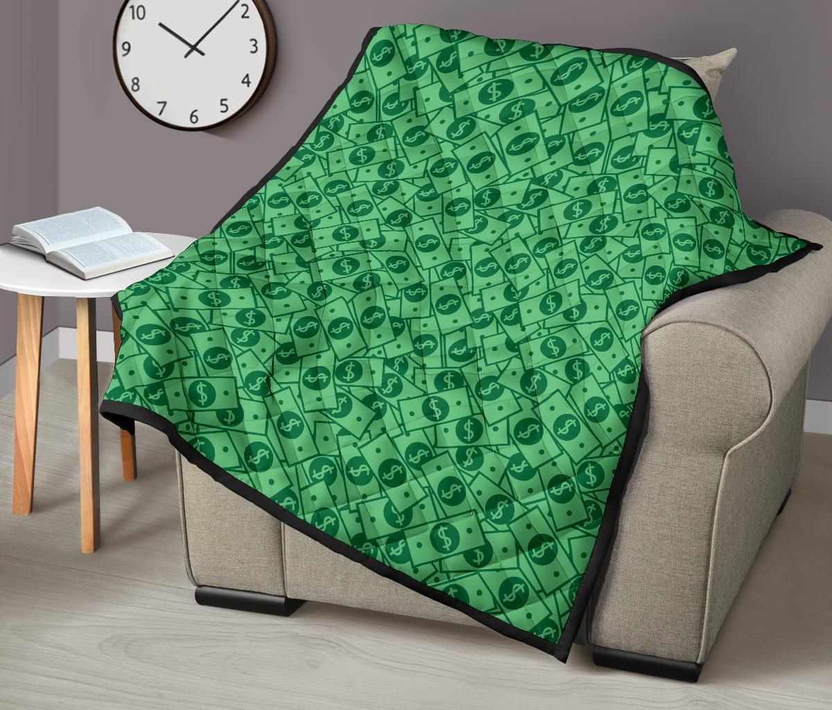 Money Dollar Print Pattern Quilt-grizzshop