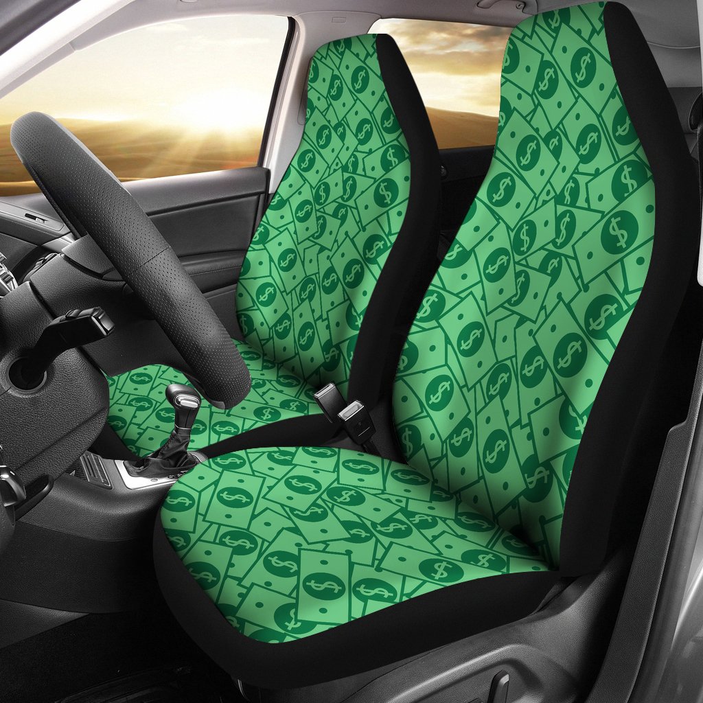 Money Dollar Print Pattern Universal Fit Car Seat Covers-grizzshop