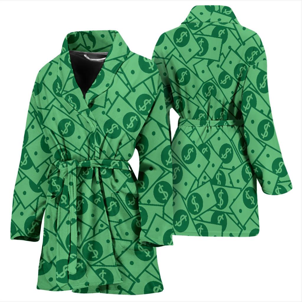 Money Dollar Print Pattern Women Long Robe-grizzshop