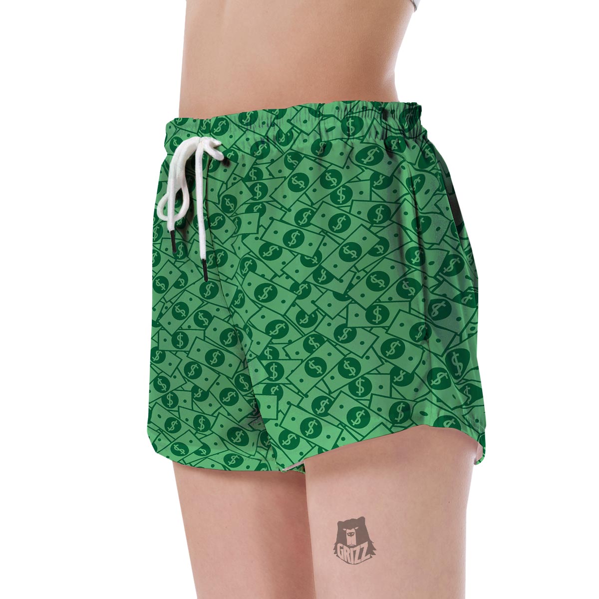 Money Dollar Print Pattern Women's Shorts-grizzshop