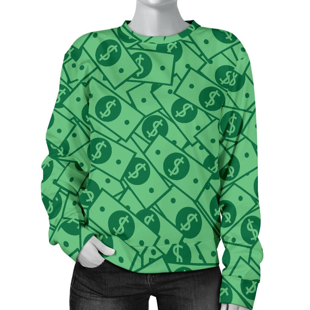 Money Dollar Print Pattern Women's Sweatshirt-grizzshop