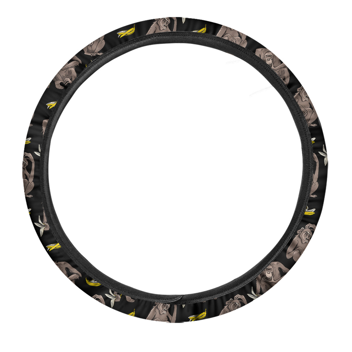 Monkey And Banana Print Pattern Car Steering Wheel Cover-grizzshop