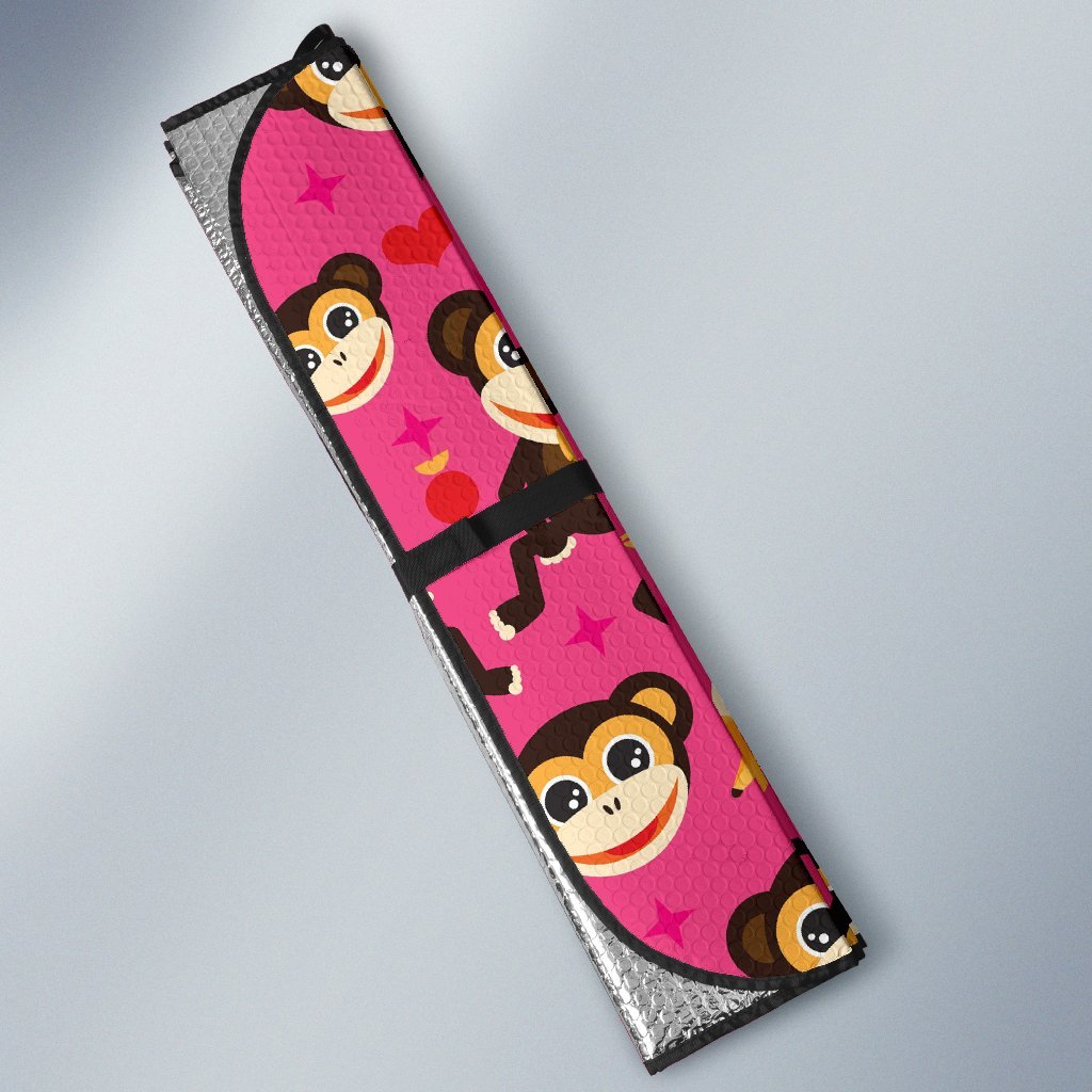 Monkey Banana Pattern Print Car Sun Shade-grizzshop