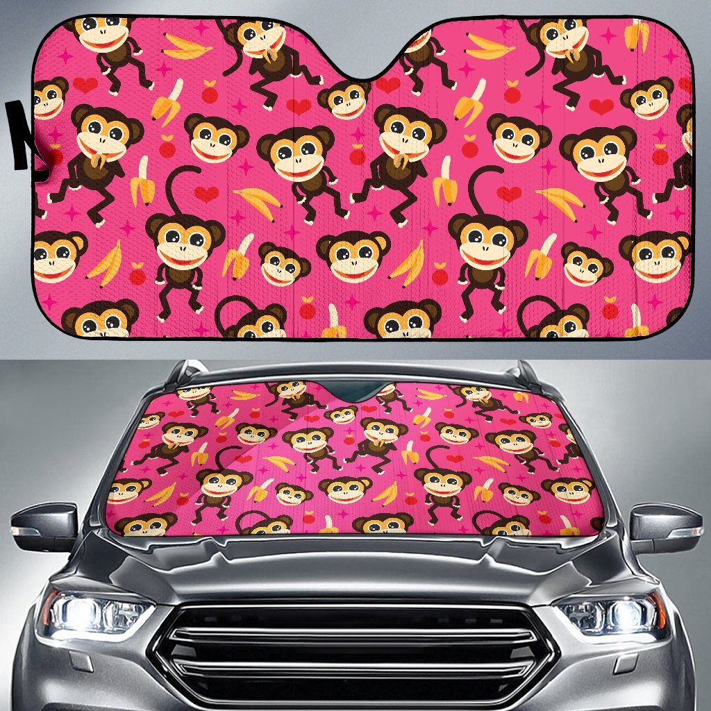 Monkey Banana Pattern Print Car Sun Shade-grizzshop