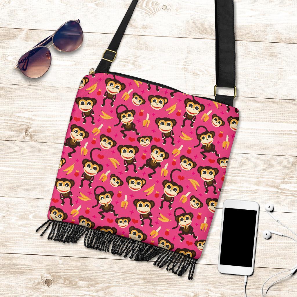 Monkey Banana Pattern Print Crossbody Bags-grizzshop