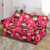 Monkey Banana Pattern Print Loveseat Cover-grizzshop