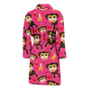 Monkey Banana Pattern Print Men Long Robe-grizzshop