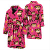 Monkey Banana Pattern Print Men Long Robe-grizzshop