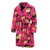 Monkey Banana Pattern Print Men Long Robe-grizzshop