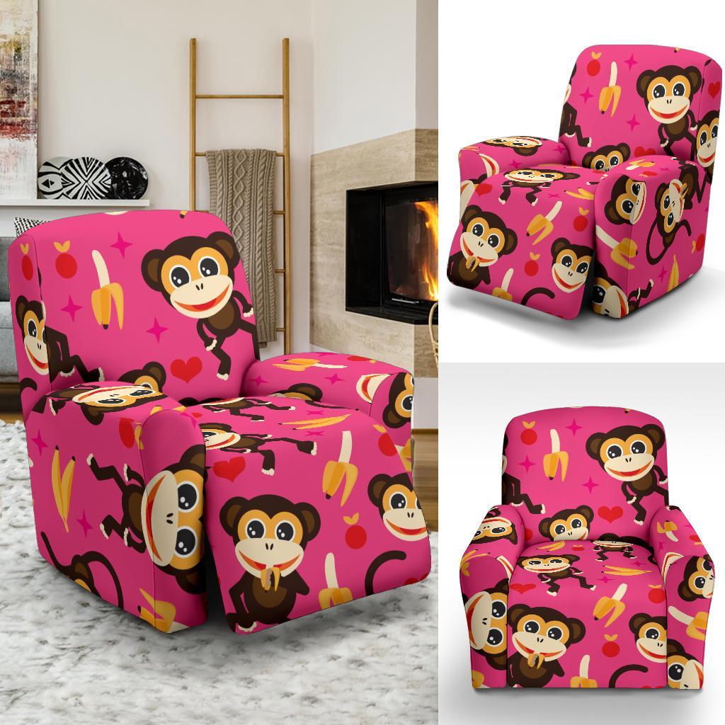 Monkey Banana Pattern Print Recliner Cover-grizzshop