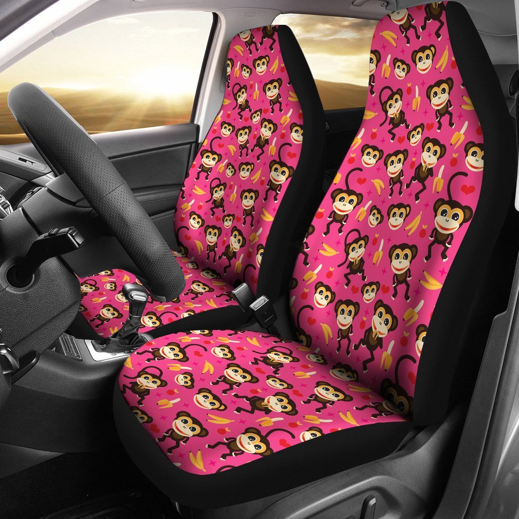 Monkey Banana Pattern Print Universal Fit Car Seat Cover-grizzshop