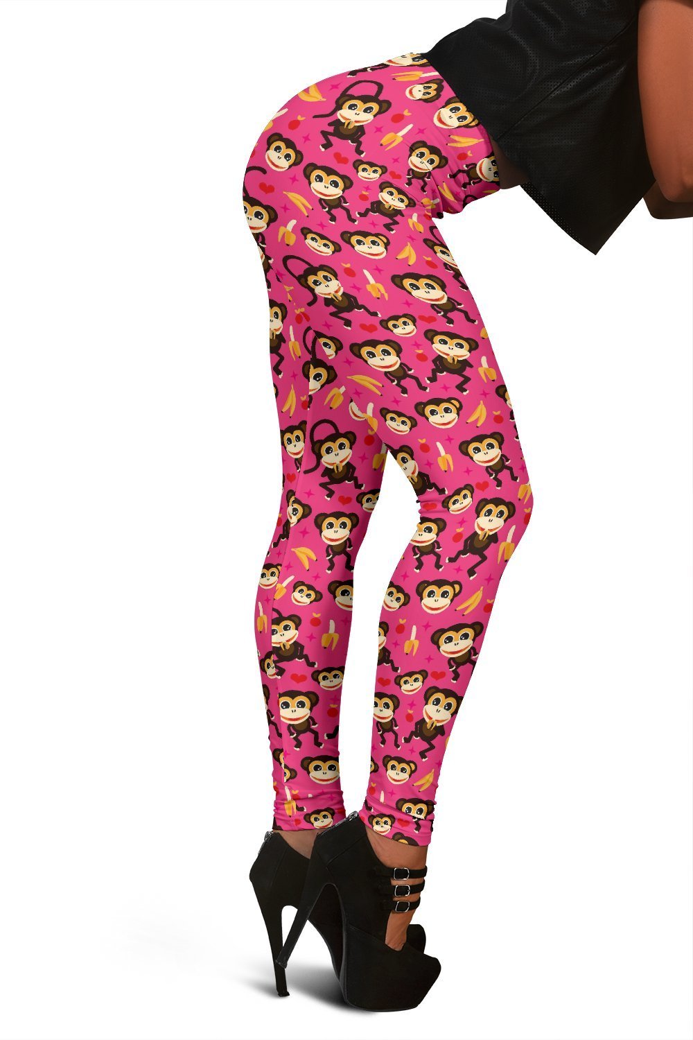 Monkey Banana Pattern Print Women Leggings-grizzshop