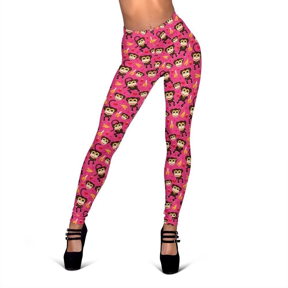 Monkey Banana Pattern Print Women Leggings-grizzshop