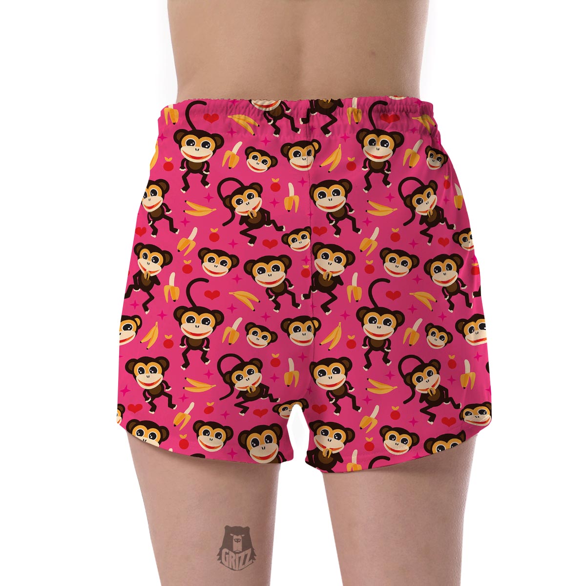 Monkey Banana Pattern Print Women's Shorts-grizzshop