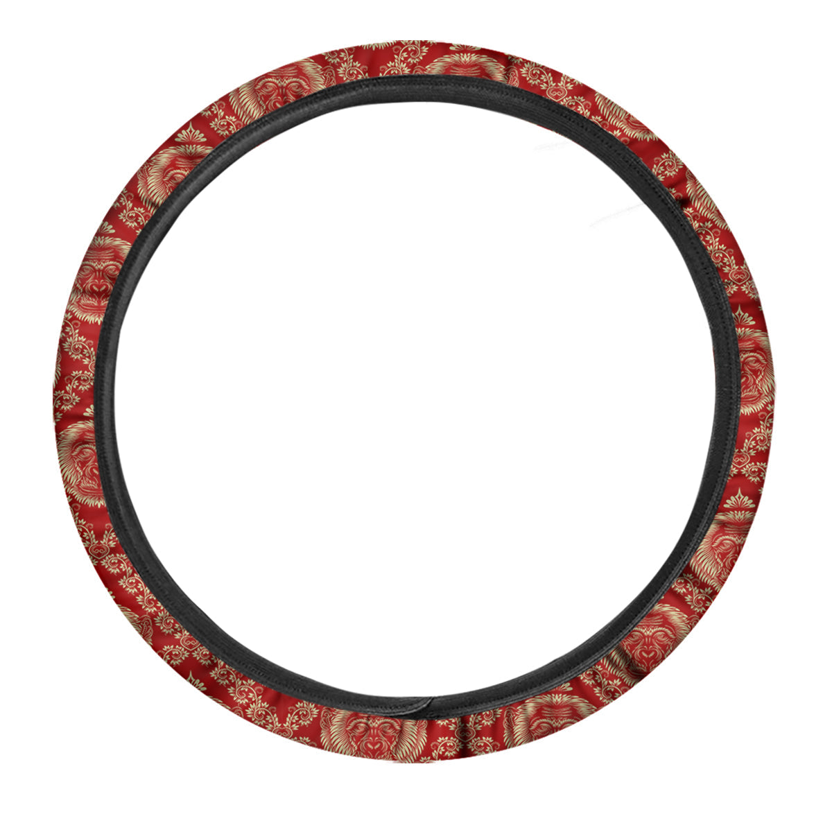 Monkey Head Floral Ornament Print Pattern Car Steering Wheel Cover-grizzshop