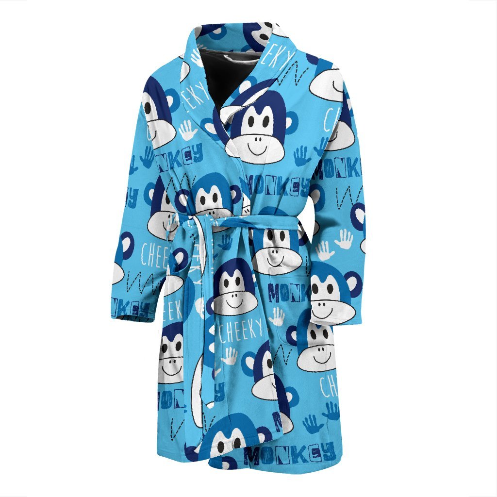 Monkey Print Pattern Men Long Robe-grizzshop