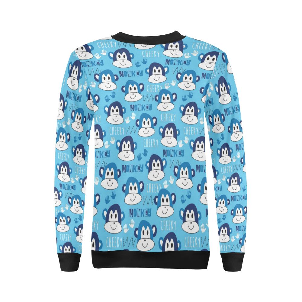 Monkey Print Pattern Women Crewneck Sweatshirt-grizzshop