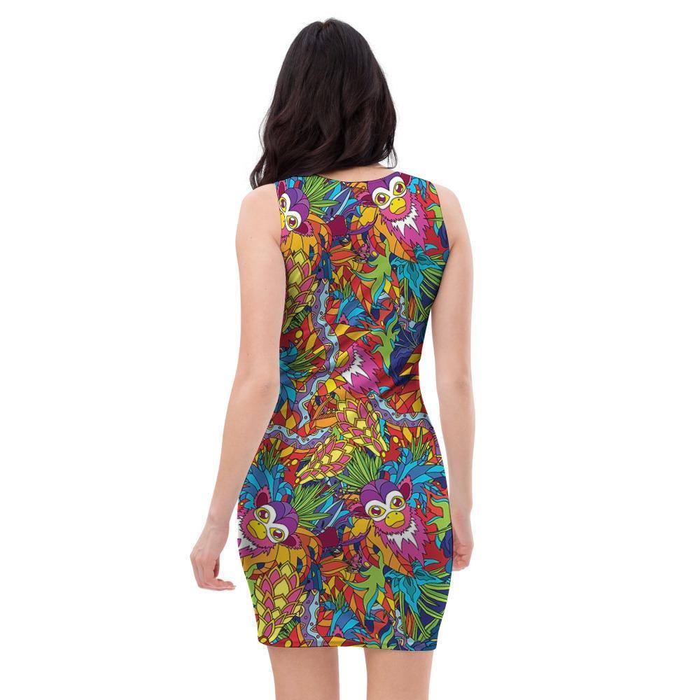 Monkey Trippy Psychedelic Bodycon Dress-grizzshop